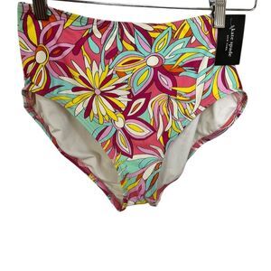 NWT Kate Spade Women's High Waist Bikini Bottom‎ Anemone Pink Print sz. L